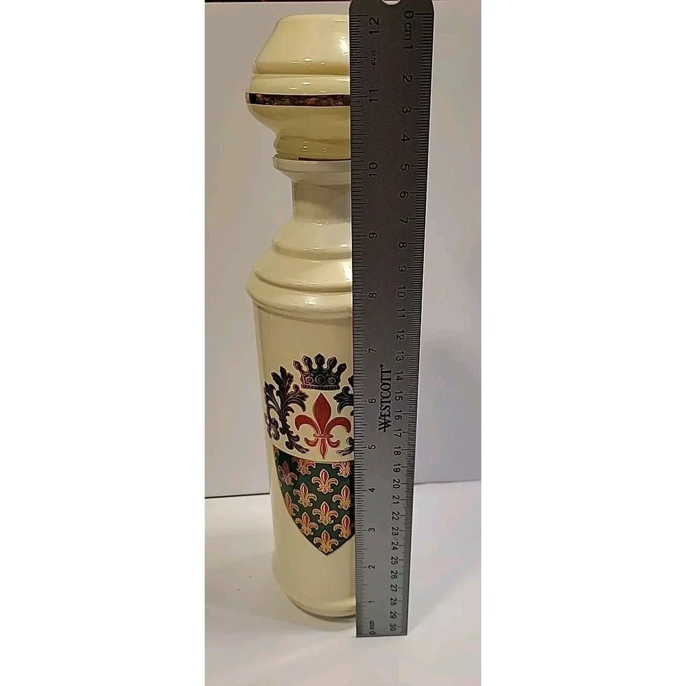 Vintage Old Fitzgerald Fleur De Lis Whiskey Bottle Glass Decanter Bar Decor